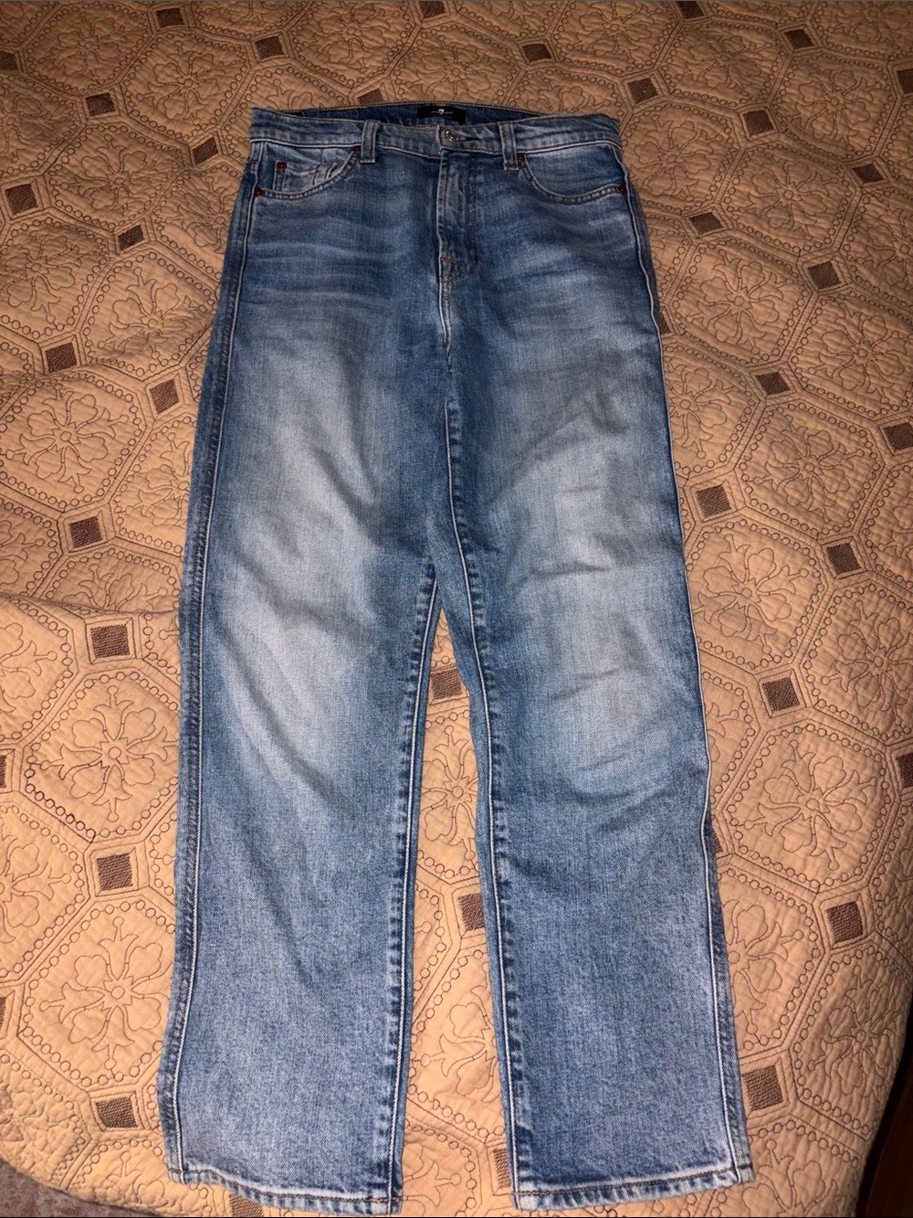 7 for All Man Kind High Waist Cropped Straight Denim Size 26